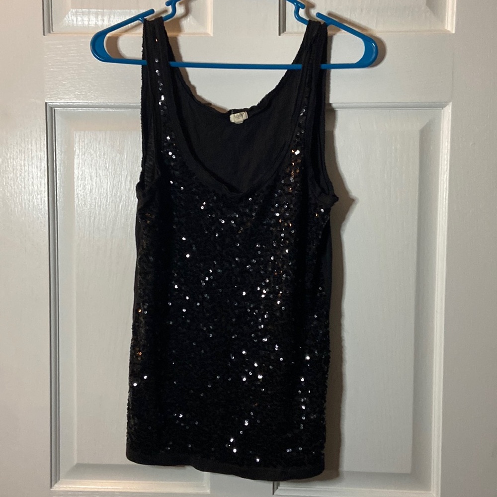 J Crew sequin tank top raw hem
